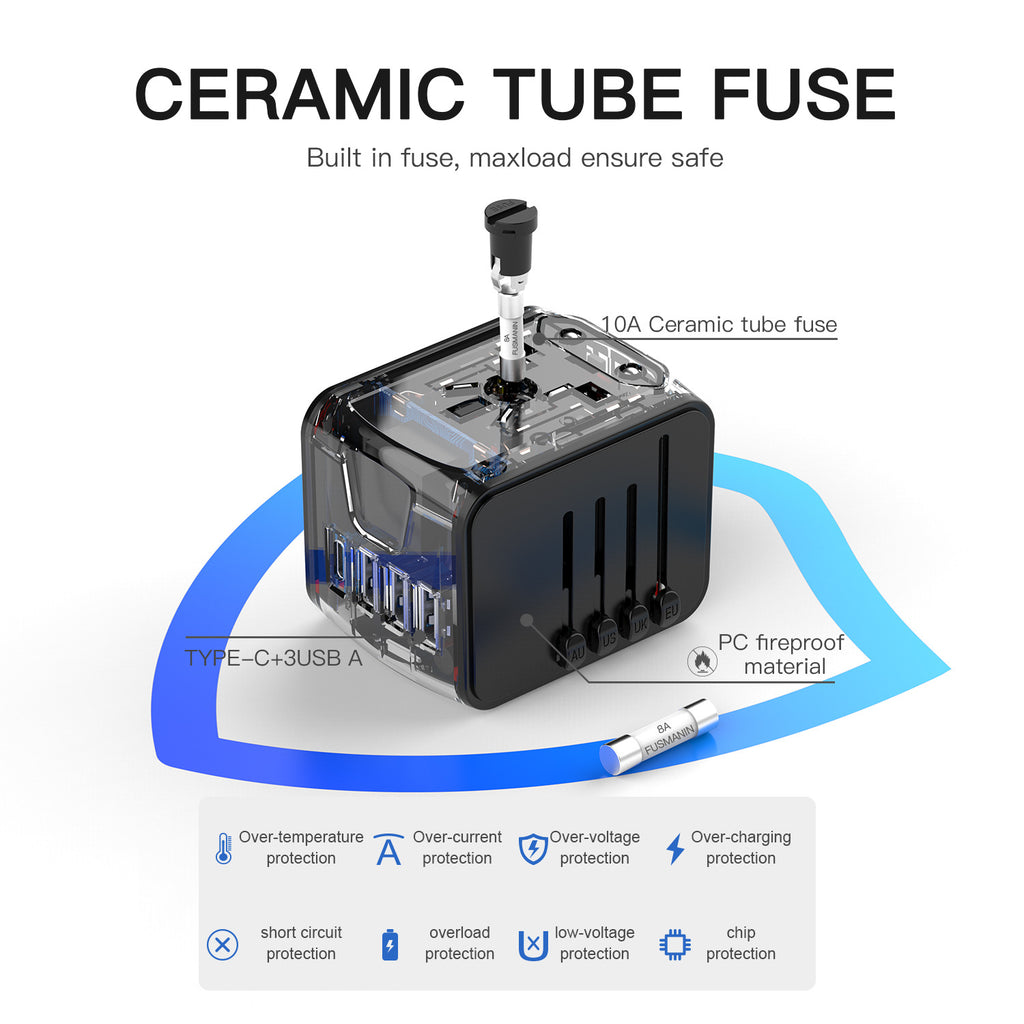 Universal Travel Adapter with USB Type-C Ports