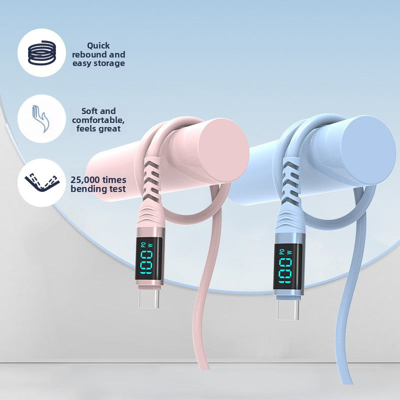 100W Digital Display Type-C Fast Charging Data Cable