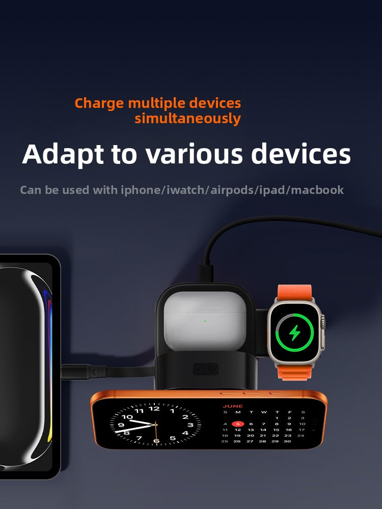 Qi2 Certified Five-in-One Magnetic Wireless Charger Stand for Phones and Watches